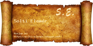Solti Elemér névjegykártya